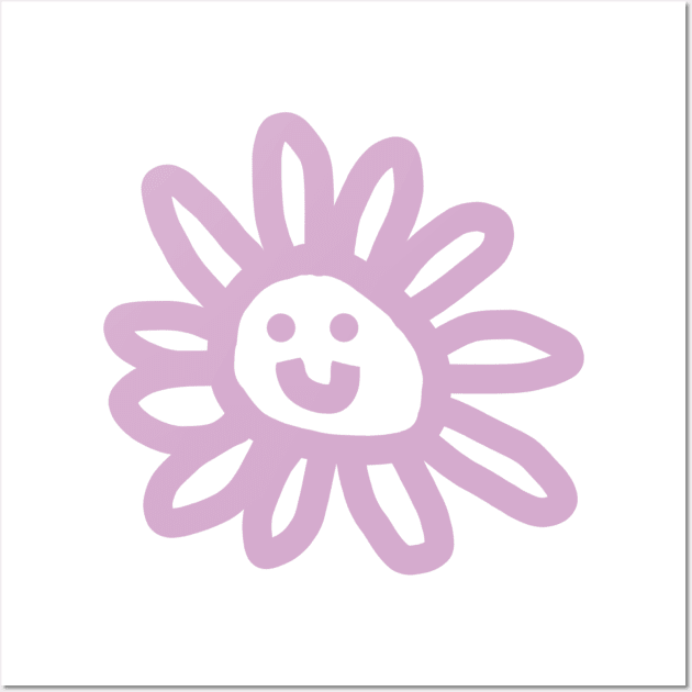 Magenta Daisy Flower Smiley Face Wall Art by ellenhenryart